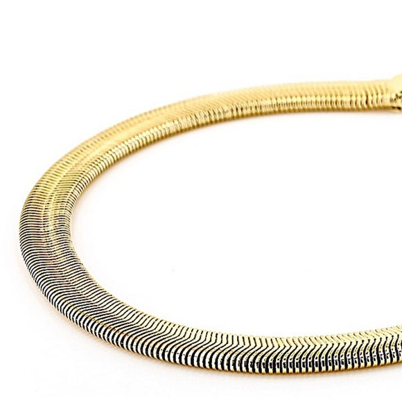 Gold Plated Snake Chain Flat Bracelet - Picture 7 of 8